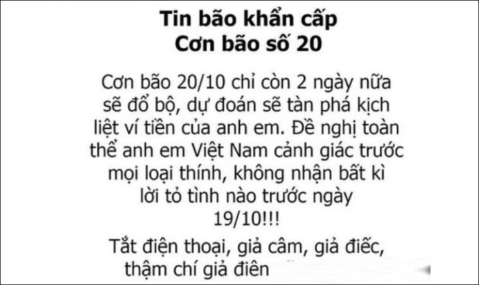 Tin nhắn khẩn cấp dành cho hội có người yêu vào ngày 20/10