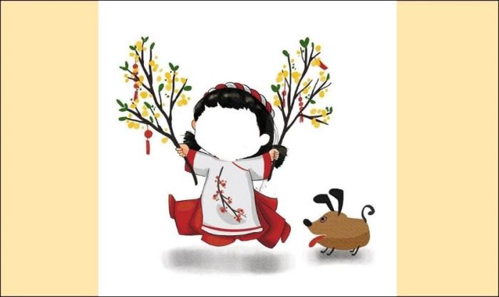 Mẫu ghép ảnh Tết dễ thương dành cho bé