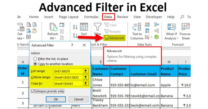 Cách xóa dữ liệu trùng lặp trong Excel bằng Advanced Filter