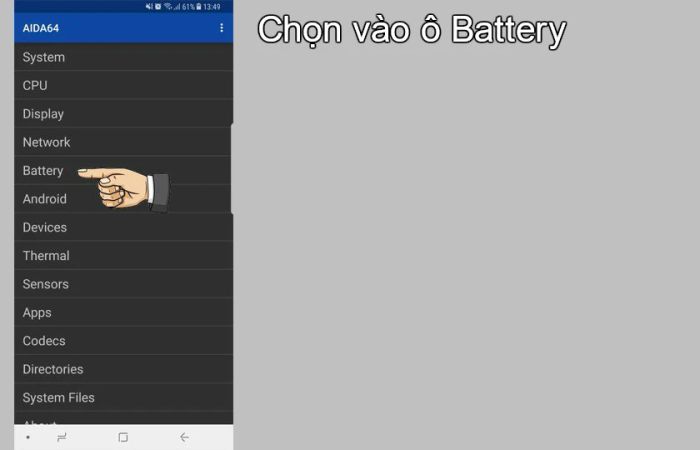 Cách kiểm tra tình trạng chai pin trên Samsung S8 bằng phần mềm AIDA64