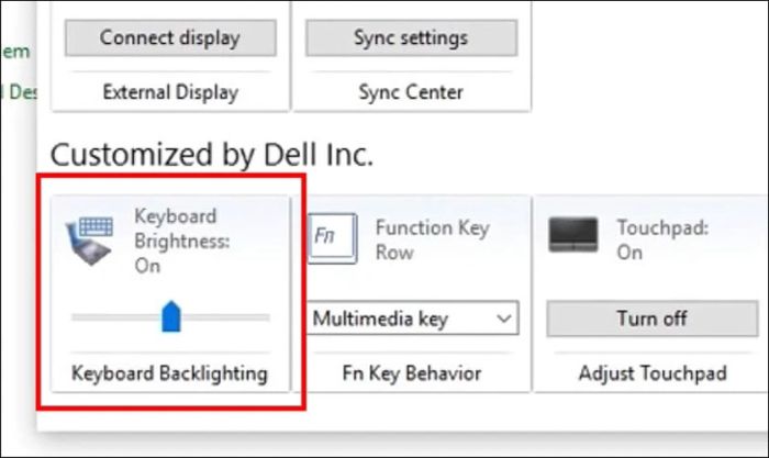 Nhấn vào biểu tượng Keyboard Backlighting để tiếp tục