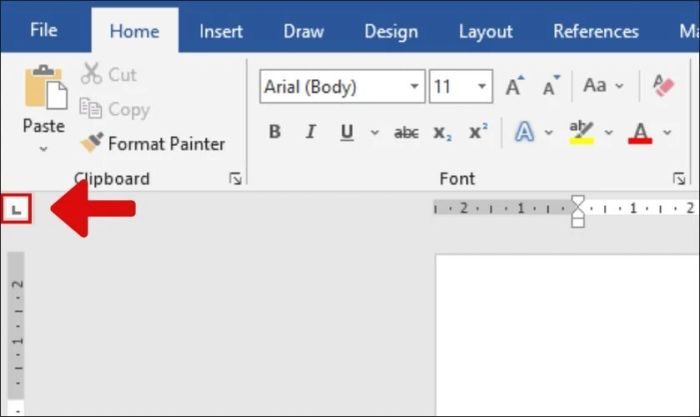 Nhấn vào tab để căn lề khi thực hiện cách tạo dấu chấm trong Word.