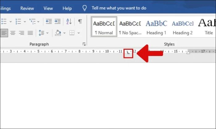 Nhấp đúp vào biểu tượng tab để bắt đầu tạo dấu chấm trong Word.