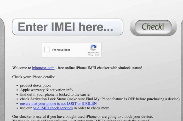 iphoneox - Trang web kiểm tra IMEI iPhone