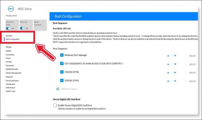 Trong BIOS Setup, chọn mục Boot setting configuration