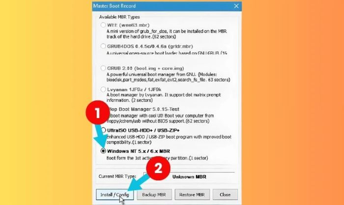 Nhấn nút Install để bắt đầu quá trình nạp MBR vào ổ cứng của bạn