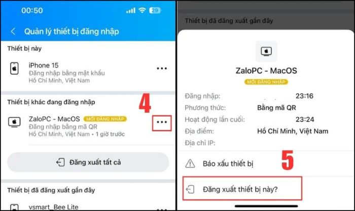 Xác định thiết bị nghi ngờ theo dõi tin nhắn Zalo của bạn