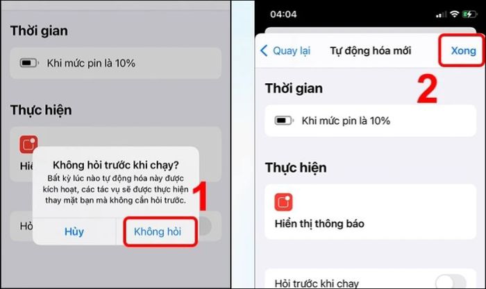 Tắt tùy chọn yêu cầu xác nhận
