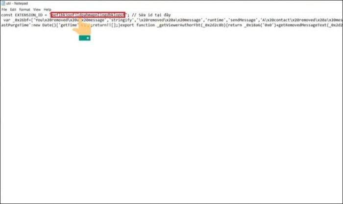 Bôi đen dãy ký tự sau từ “code” như hình minh họa