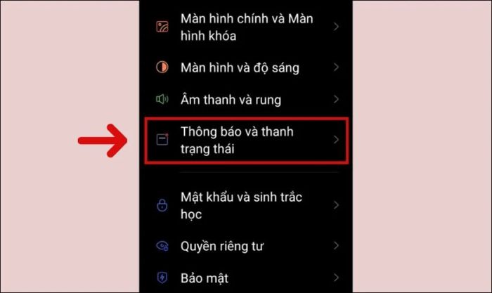 Truy cập Cài đặt trên điện thoại