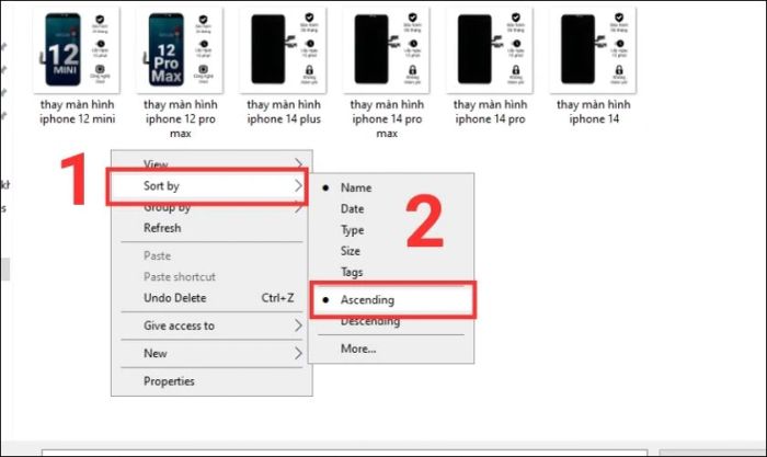 Sắp xếp các file ảnh theo thứ tự chữ cái