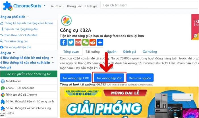 Tìm và tải file zip của công cụ KB2A từ Google
