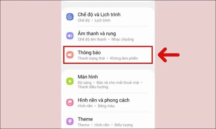 Truy cập Cài đặt trên điện thoại Samsung