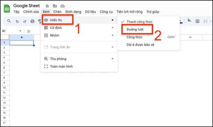 Bỏ chọn Đường lưới