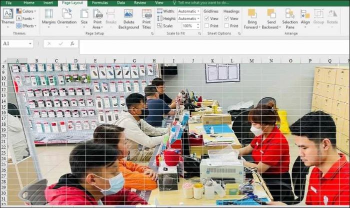 Trang tính Excel đã được cập nhật nền mới