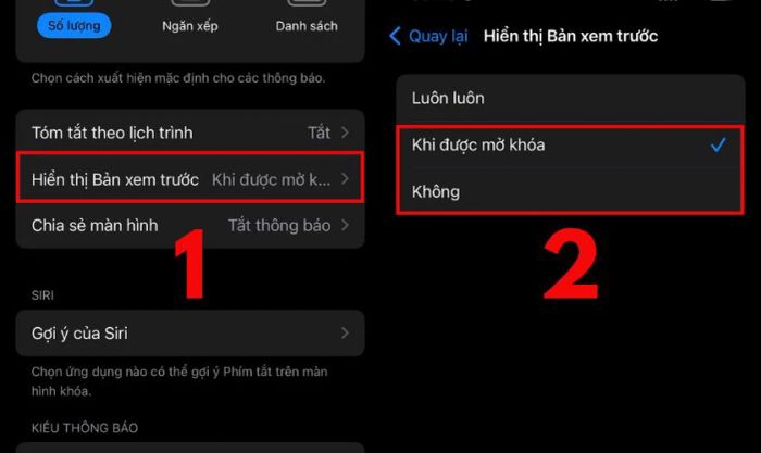 Vô hiệu hóa chế độ hiển thị thông báo trên màn hình chính
