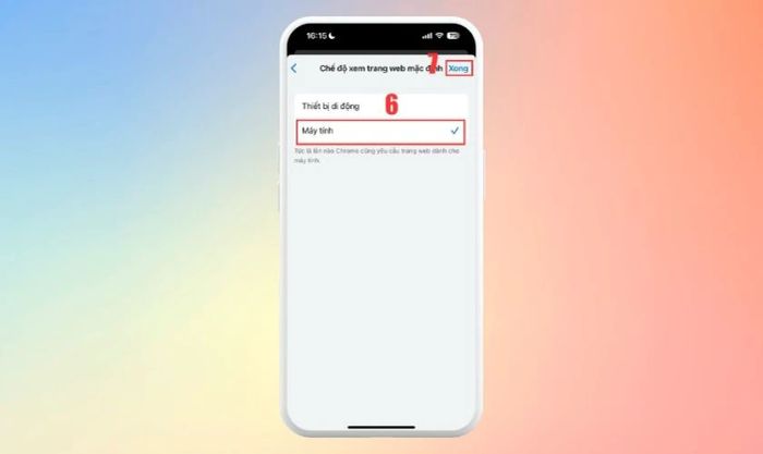 Hoàn thành thiết lập chế độ xem trang web dưới dạng máy tính
