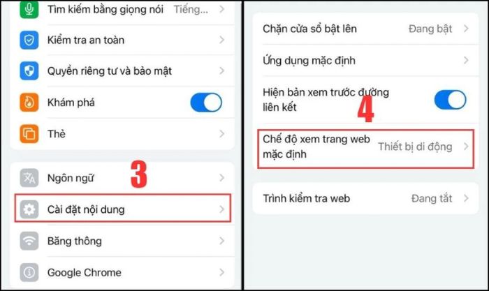 Cài đặt chế độ xem trang web trên iPhone