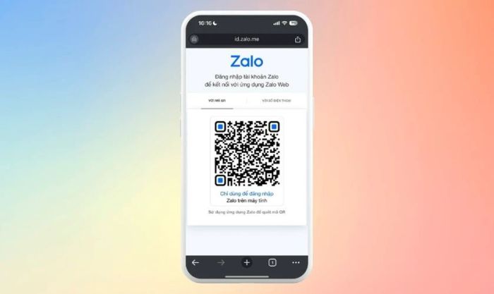 Truy cập đường link để quét mã QR trên iPhone