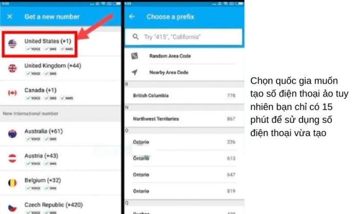 nhấn vào biểu tượng dấu “+” - số điện thoại ảo
