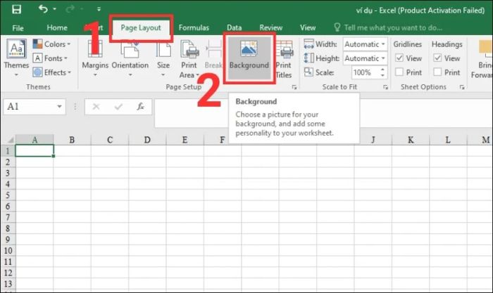 Hướng dẫn thêm ảnh làm nền cho bảng tính Excel