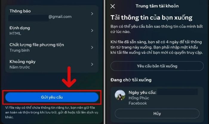 Tùy chỉnh các tùy chọn như Thông báo, Định dạng và Chất lượng file
