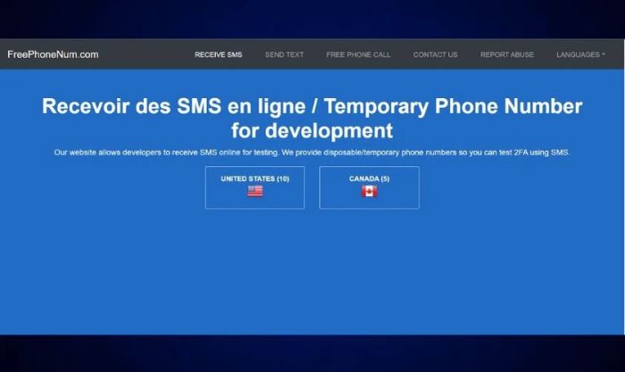 Website Free Phone Num hỗ trợ tạo số điện thoại ảo