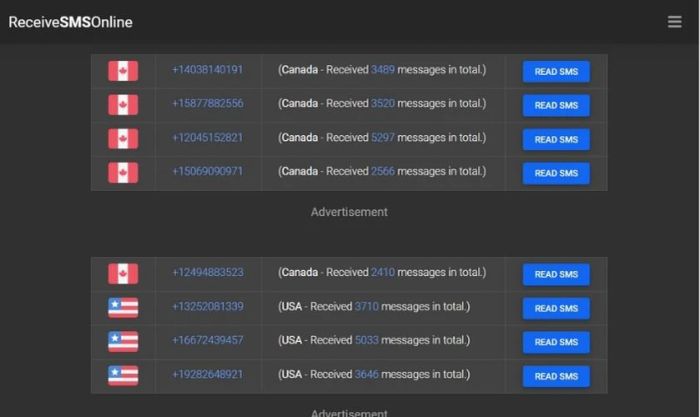 Website Receive SMS Online hỗ trợ tạo số điện thoại ảo