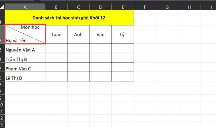 Hoàn thiện việc chia cột chéo trong Excel thành 2 cột