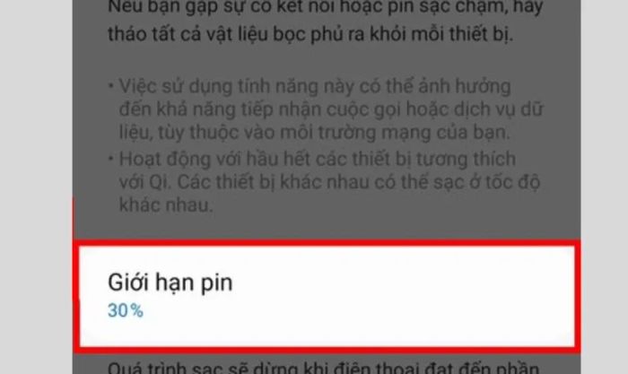 Thiết lập mức pin giới hạn