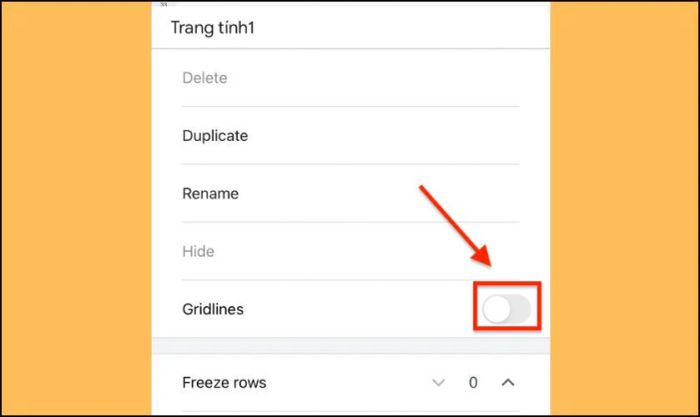Tắt mục Gridlines