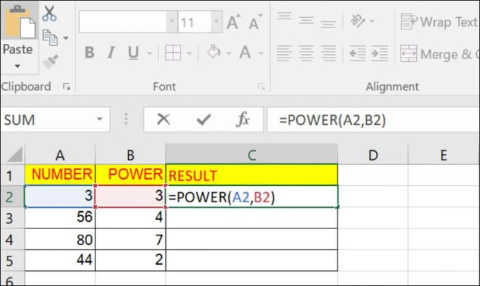 Một số ví dụ thực tế về cách áp dụng hàm Power