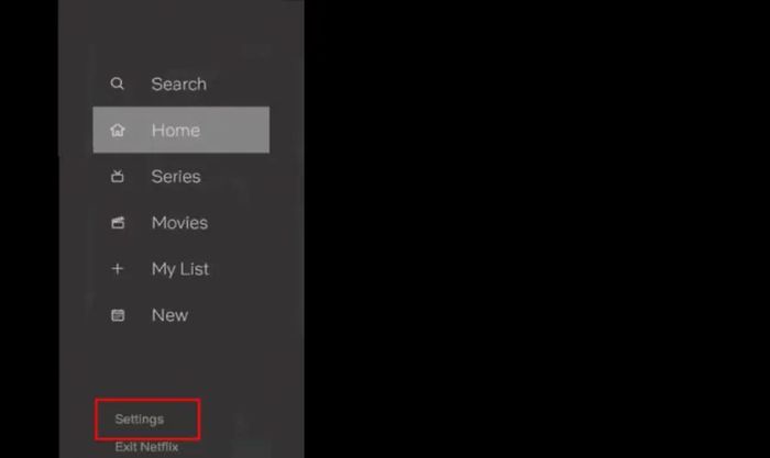 Truy cập vào mục Cài đặt trong menu của ứng dụng Netflix