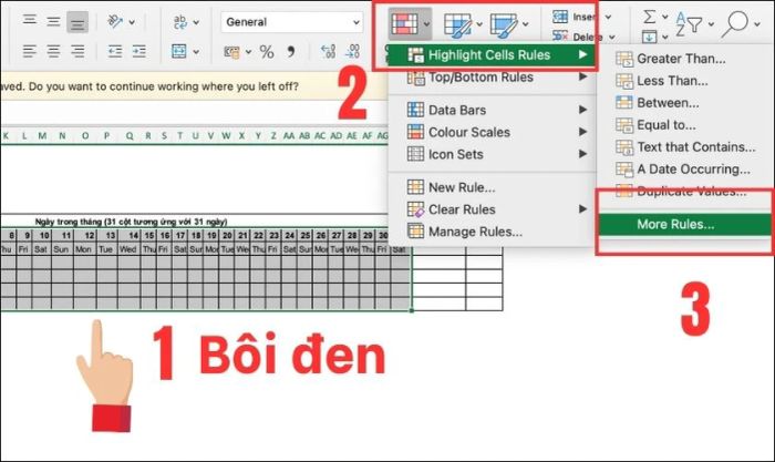 Thay đổi màu sắc cho ngày chủ nhật