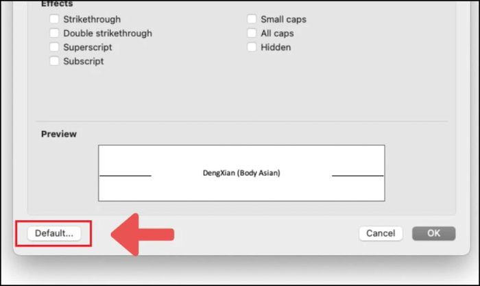 Bạn cần chọn Default để xác nhận cài đặt.