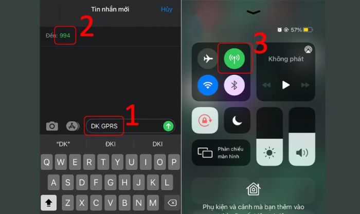 Gửi tin nhắn đến tổng đài để đăng ký lại gói cước GPRS