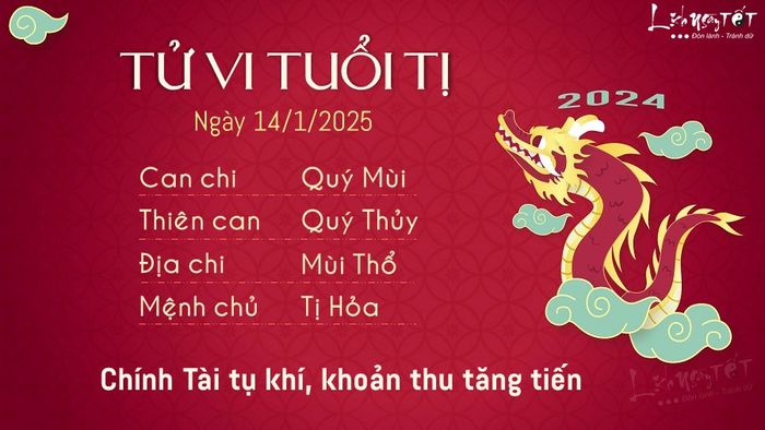Tử vi hàng ngày 14/1/2025 - Tị