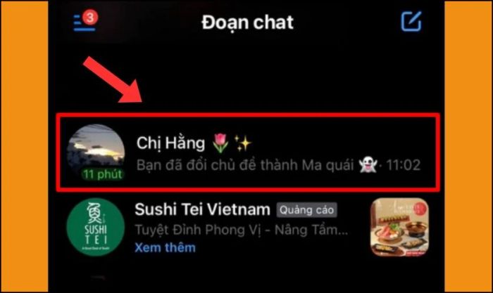 Mở ứng dụng Messenger và chọn cuộc trò chuyện bạn muốn thay đổi chủ đề