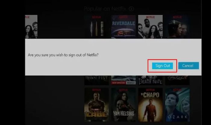 Xác nhận việc đăng xuất tài khoản Netflix trên TV