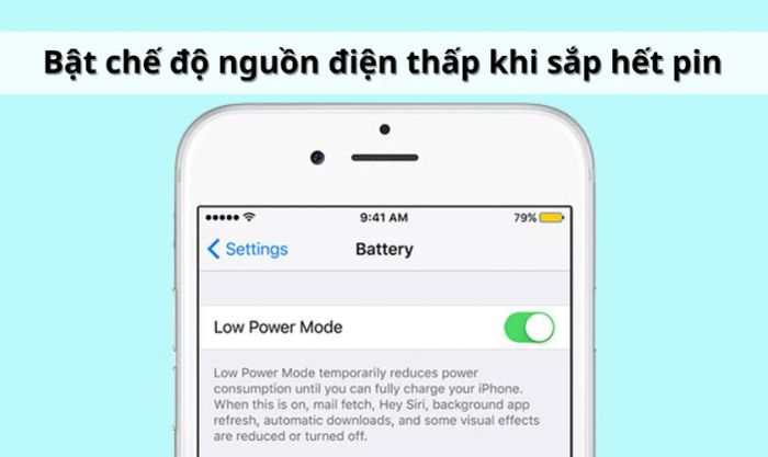 Kích hoạt chế độ tiết kiệm pin khi iPhone 14 Pro Max sắp hết pin