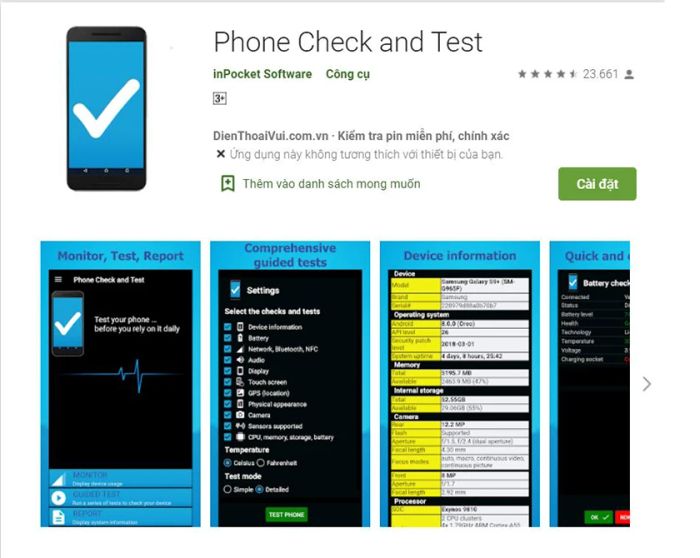 Cách kiểm tra độ chai pin Android qua ứng dụng Phone Check