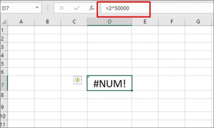 Lỗi #NUM! thường liên quan đến dữ liệu số trong Excel