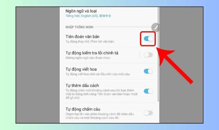 Vô hiệu hóa tiên đoán văn bản trên Xiaomi