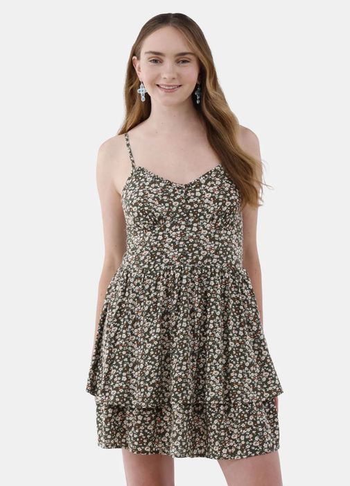 Model showcasing the sea turtle dress.