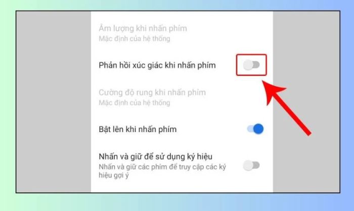 Phản hồi xúc giác khi nhấn phím
