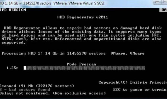 Phần mềm test ổ cứng trực tuyến HDD Regenerator