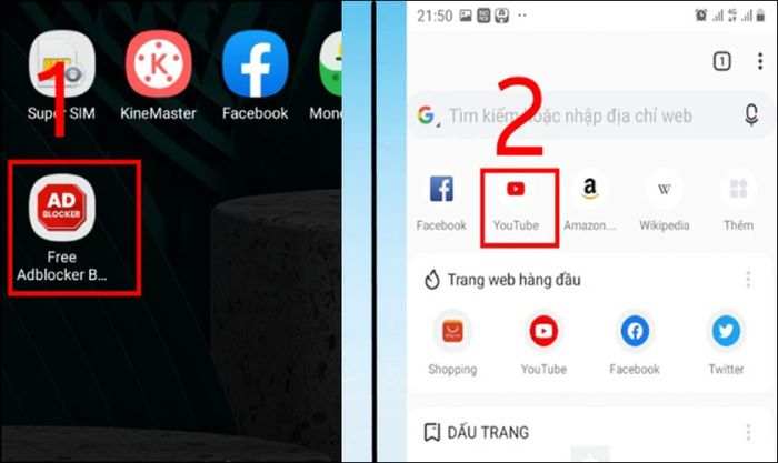 Sử dụng trình duyệt Adblock Browser