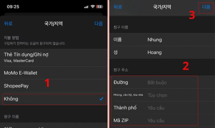 Điền đầy đủ thông tin để hoàn tất việc chuyển ID Apple từ Hàn Quốc về Việt Nam