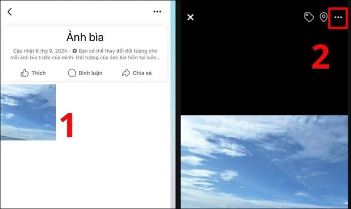 Nhấn vào biểu tượng ba chấm ở góc trên bên phải của ảnh