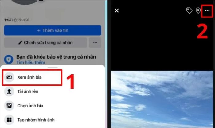 Nhấn vào ảnh bìa của bạn. Chọn xem ảnh bìa. Sau đó, nhấn vào biểu tượng 3 chấm